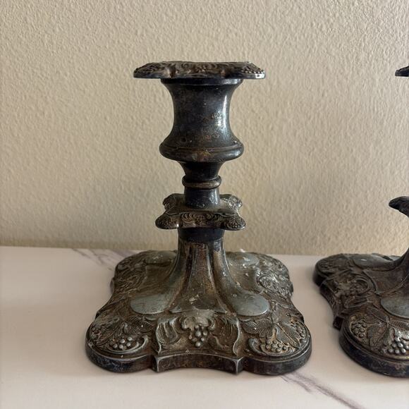 Lot Pair of 2 Silver Plated Candlesticks Taper Candle Holders Made in England - Picture 4 of 16